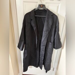 Handmade 100% Wool Black Belted Coat – Never Worn